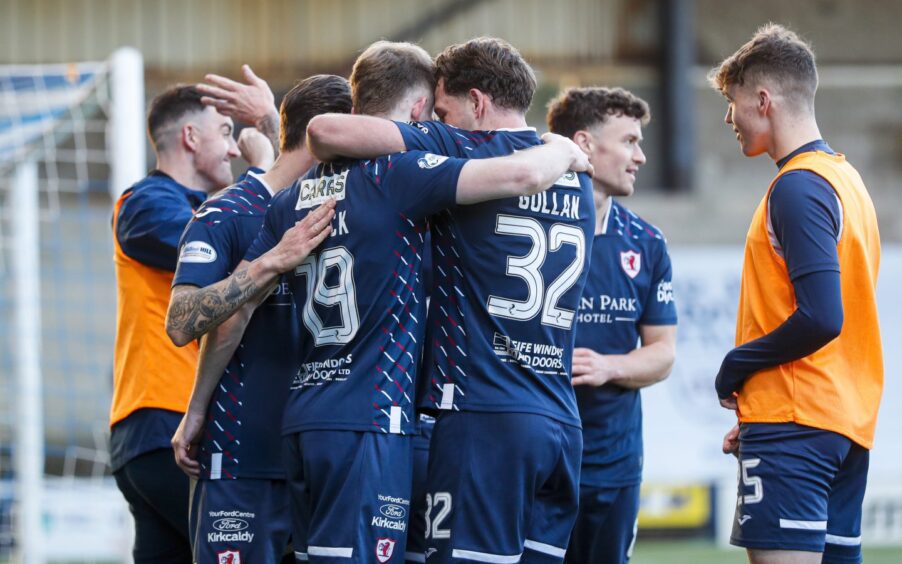 Raith Rovers celebrate Finlay Pollock's second goal in the win over Hamilton Accies.