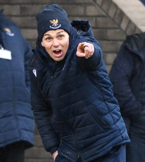 Simo Valakari shouts on instructions during the game against Hearts.