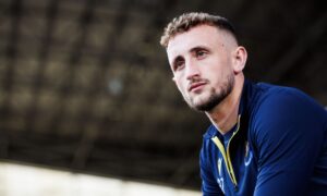 St Johnstone defender, Sam Curtis, during a pre-match photocall.