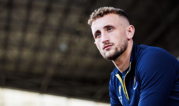 St Johnstone defender, Sam Curtis, during a pre-match photocall.