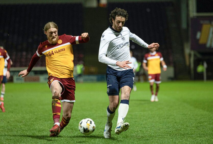 Joe Shaughnessy made his Premiership return at Motherwell. Image: Craig Foy/SNS