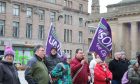 Protesters outside Dundee City Chambers. Image: Liam Rutherford