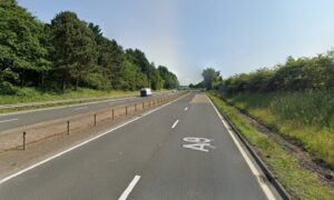 The A9 between Aberuthven and Auchterarder was closed due to emergency power works. Image: Google Street View