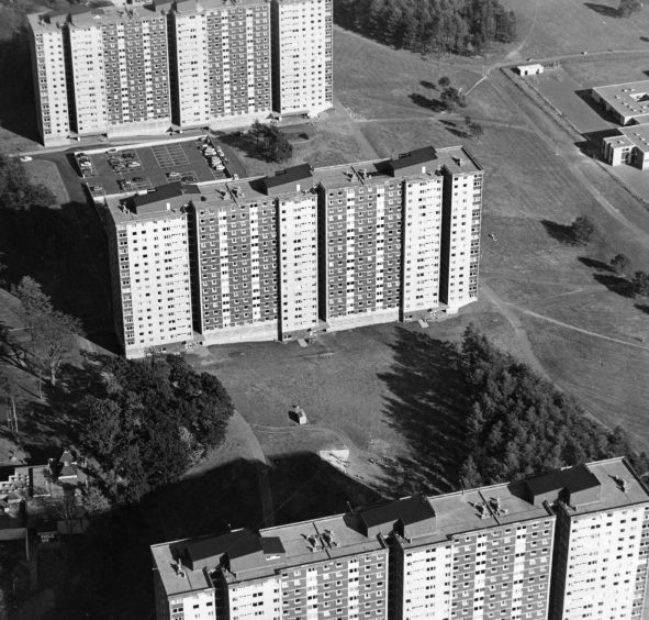 an aerial view of Dundee's Ardler multis also showing The Fairway Bar 