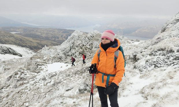 Gayle heads up snowy Ben Venue in the Trossachs