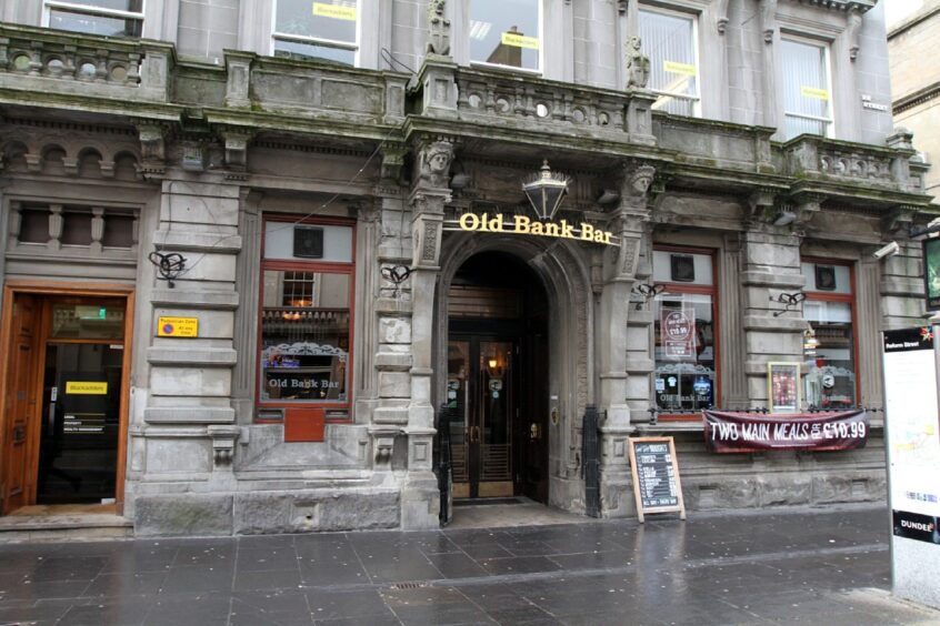 Outside of the Old Bank Bar on Reform Street in Dundee.