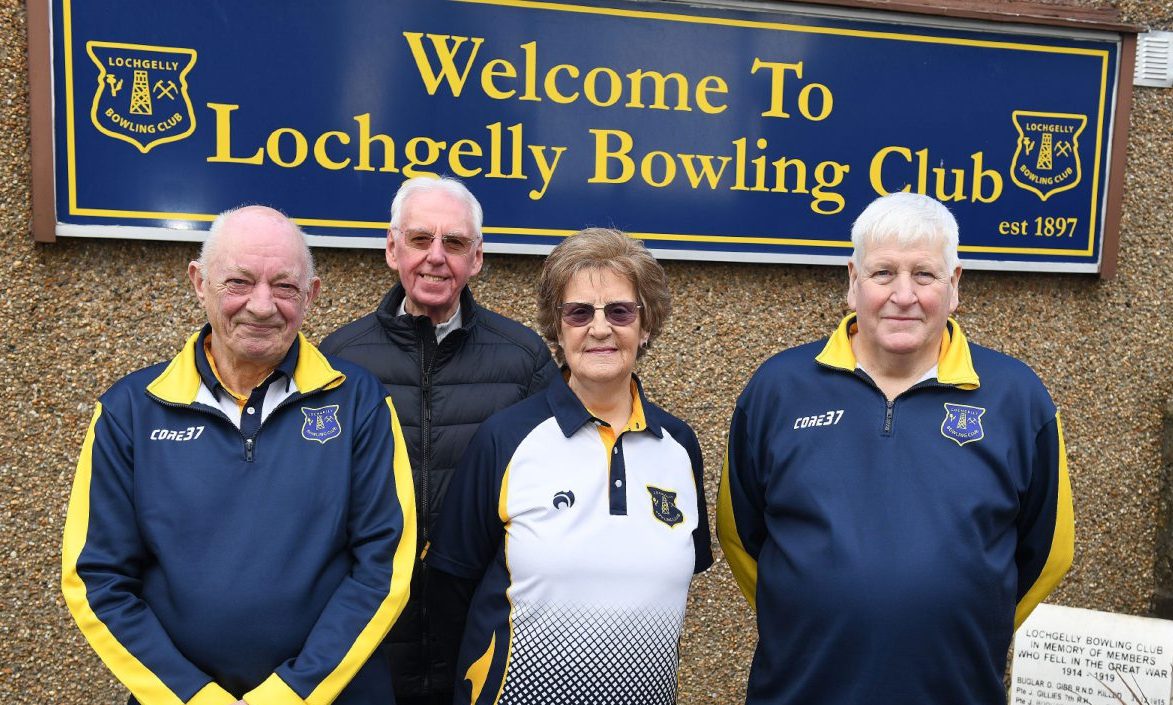 Lochgelly Bowling Club past presidents Alan Scott and George McGhie with treasurer Margaret McGhie and vice-president Frank Mitchell.