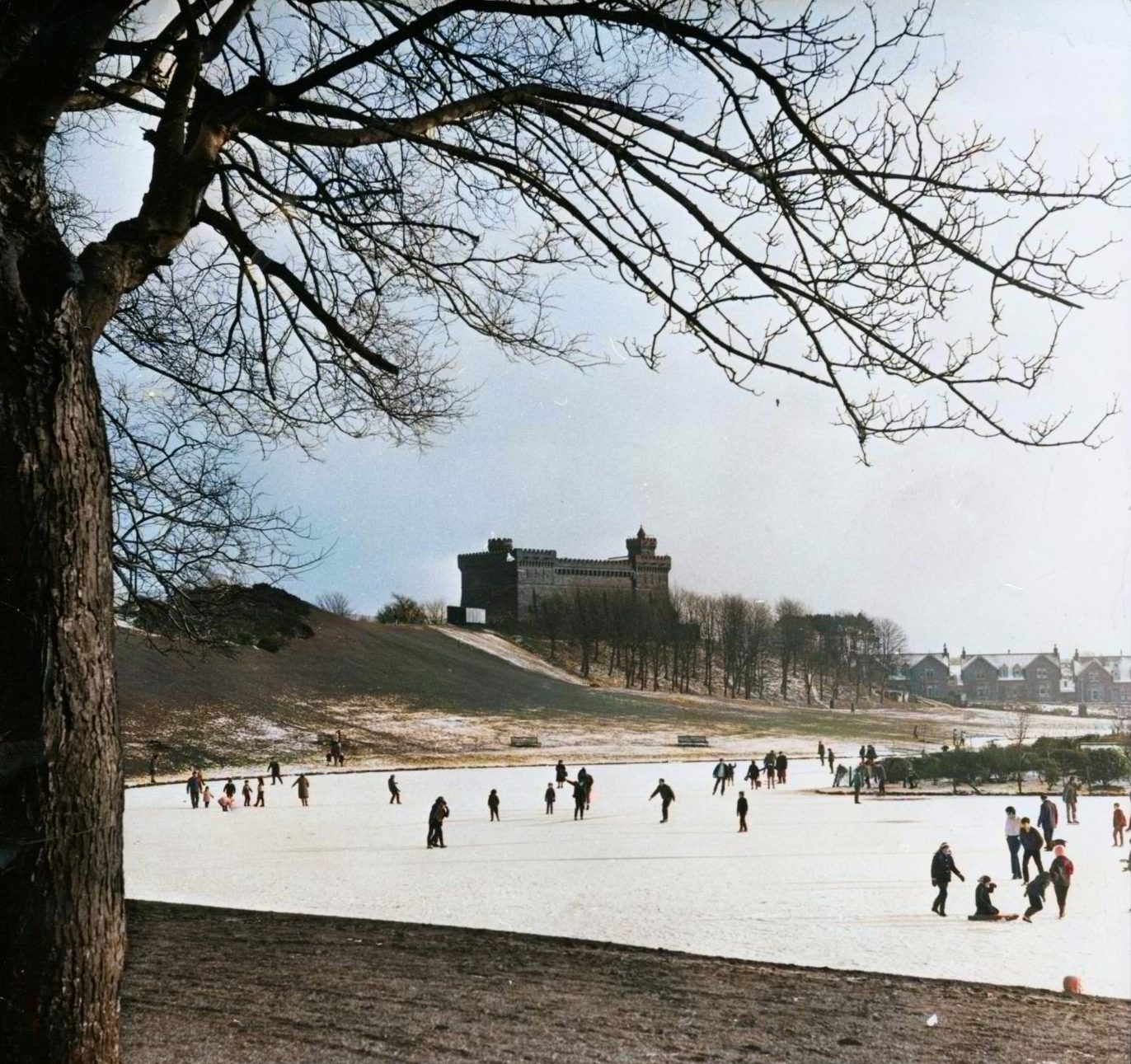 Skaters at Keptie Pond in Arbroath in February 1969. 