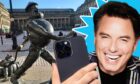 A mock up of John Barrowman taking a selfie with the Desperate Dan statue in Dundee city centre. Image: DC Thomson Design Team