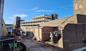 The aftermath of the exploded substation.