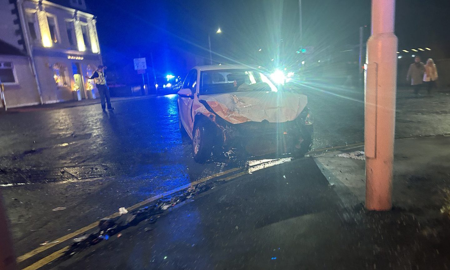 One of the damaged cars involved in the Dunfermline crash.