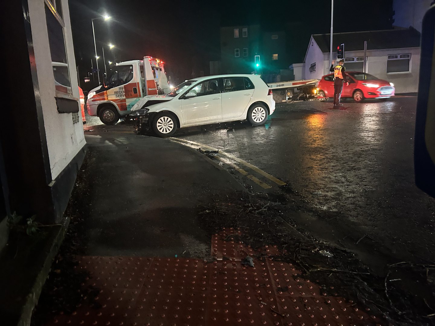 One of the damaged cars involved in the Dunfermline crash.