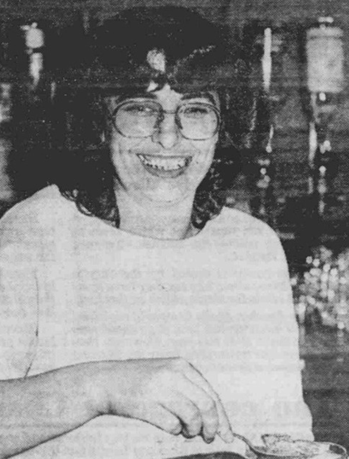 a smiling Heather Angles, who was a popular barmaid