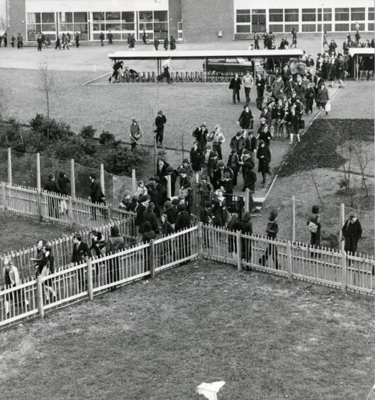 Pupils from Menzieshill High in March 1977. 