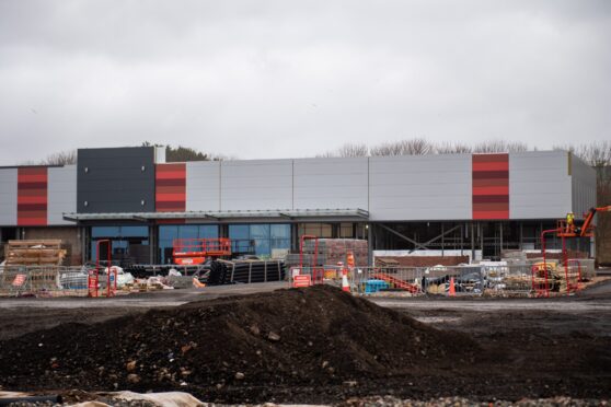 The retail park is under construction on the former Presentation Products factory site. Image: Kim Cessford / DC Thomson