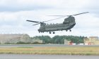 A chinook helicopter at Leuchars in 2018.