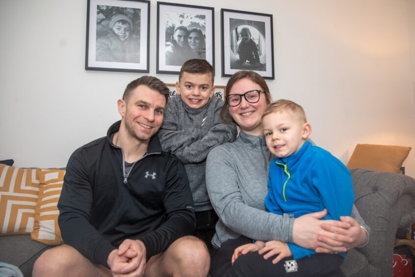 Jamie is now more focussed on his family following his heart attack. He is pictured with Lisa and their sons Max and