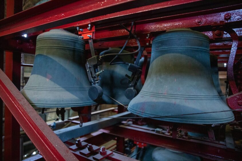 close up of bells in St John's Kirk bell tower