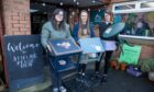 Caroline Moriarty (centre) taught The Courier's Stirling team how to transform pieces of furniture in just three hours. Image: Kenny Smith/DC Thomson