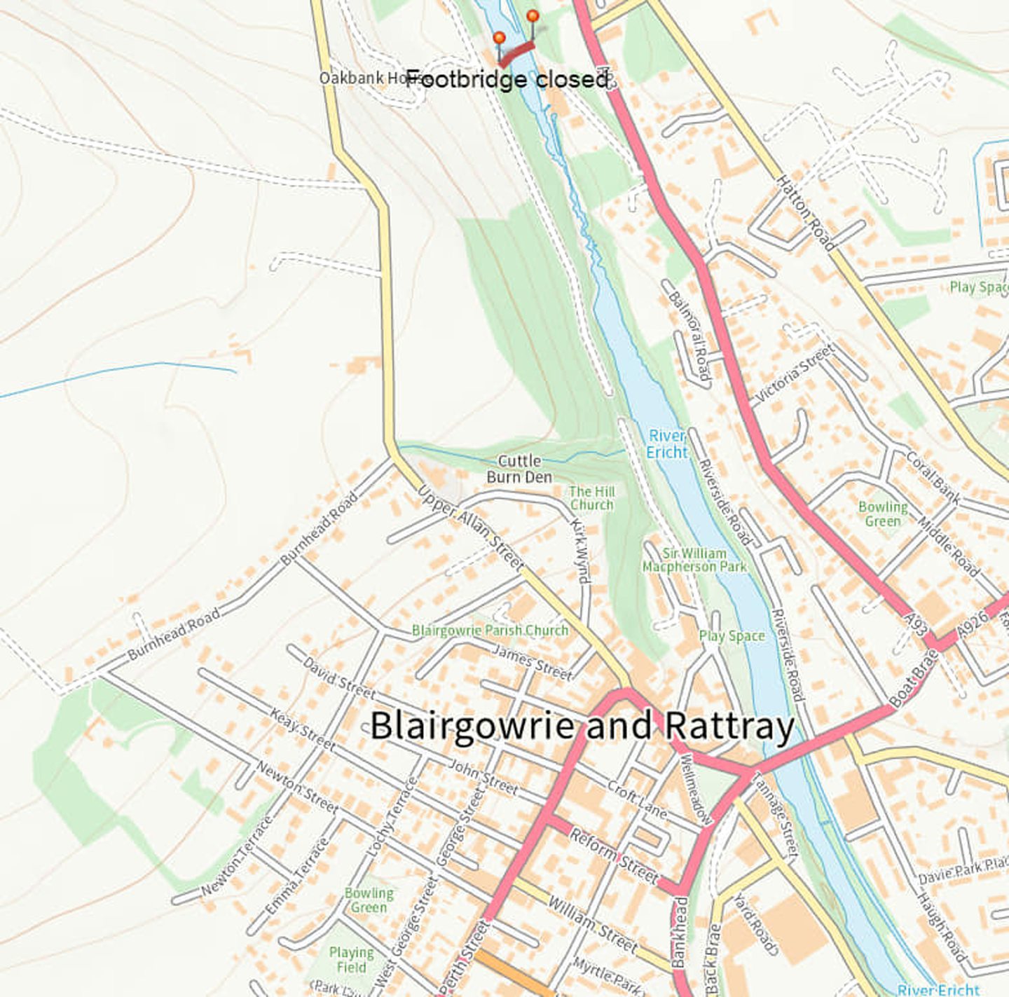 Map of bridge closure.