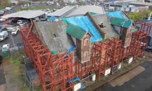 Kerse Corn Mill was added to the Buildings at Risk register 30 years ago, but has only deteriorated since. Image: 33 Air Solutions/Stirling Council