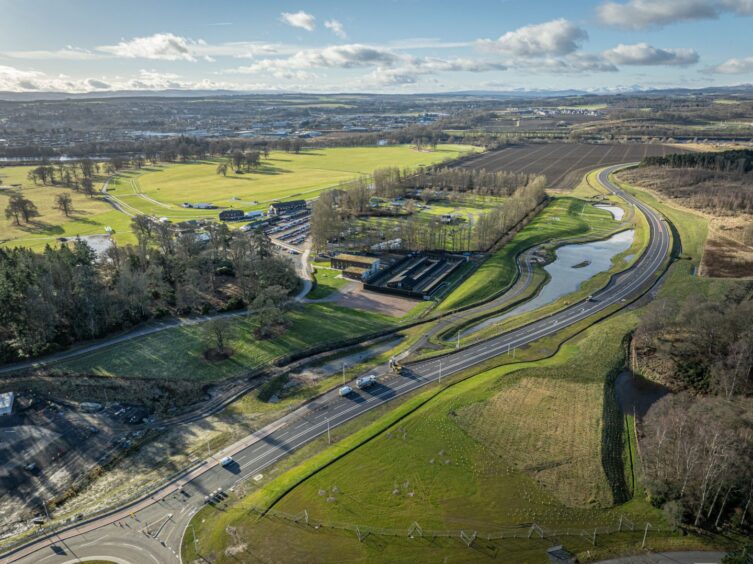 Aerial View of new Kingsway stretch of Cross Tay Link Road.