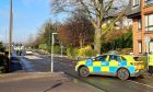 Police on Airthrey Road in Stirling after the pedestrian was hit. Image: Isla Glen/DC Thomson