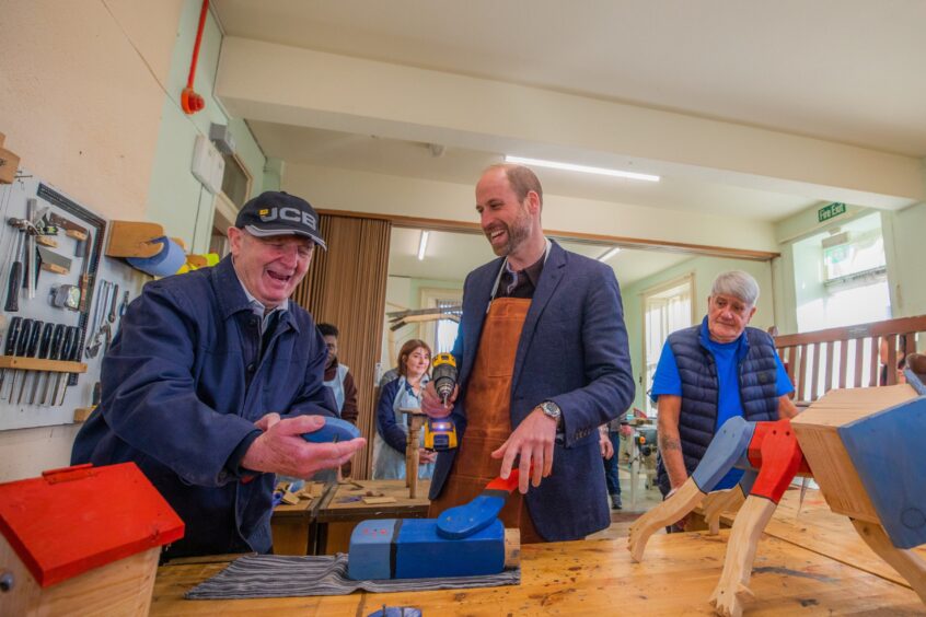 Prince William at Carnoustie Men's Shed.