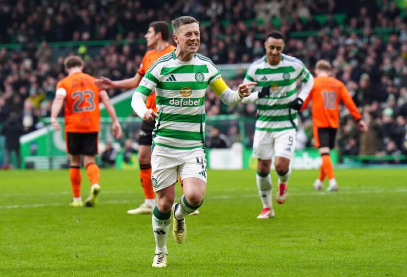 Celtic's Callum McGregor celebrates breaking the deadlock