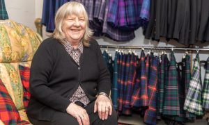 Jill Brock is closing Badgers Kilts in Cowdenbeath as she retires. Image: Steve Brown/DC Thomson