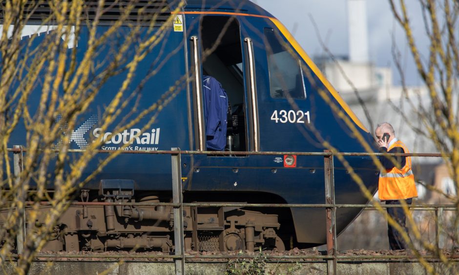 Fire-hit train in Dundee.