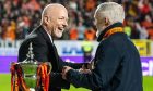 Mark Ogren, left, congratulates Goodwin after leading Dundee United to the Championship title.