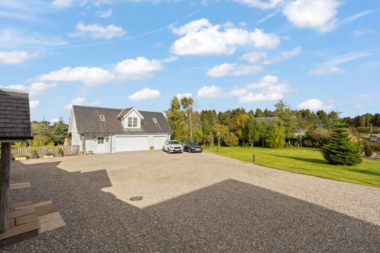 Driveway and garage.