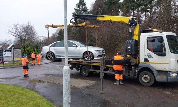 Abandoned cars were seized at the Whitehill Industrial Estate in Glenrothes