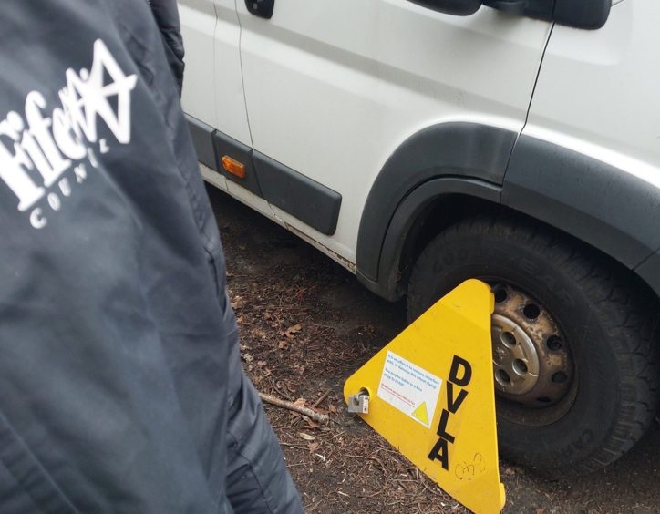 The DVLA clamped two vehicles at the industrial estate.