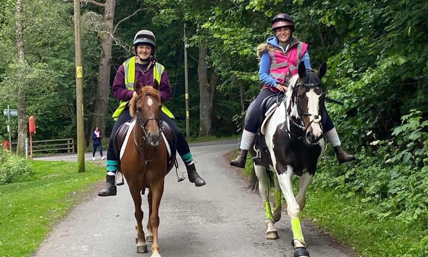 Pitlochry horse riders Madison and Alisha.