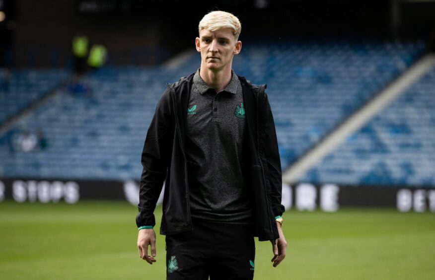 Anthony Gordon at Ibrox before Newcastle played Rangers.