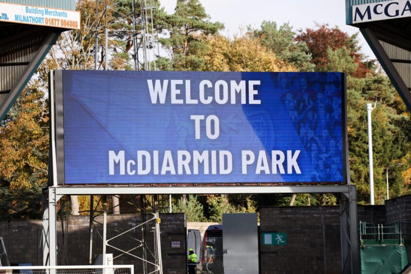 The new St Johnstone scoreboard welcomes fans to McDiarmid Park.