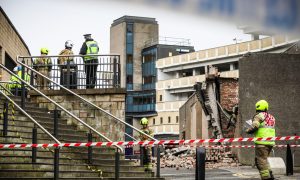 The collapsed building near the Overgate Shopping Centre in Dundee. Image: Mhairi Edwards/DC Thomson