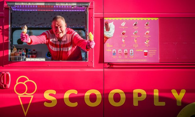 Kevin Reid runs Scooply ice cream van in north Fife. Image: Mhairi Edwards/DC Thomson