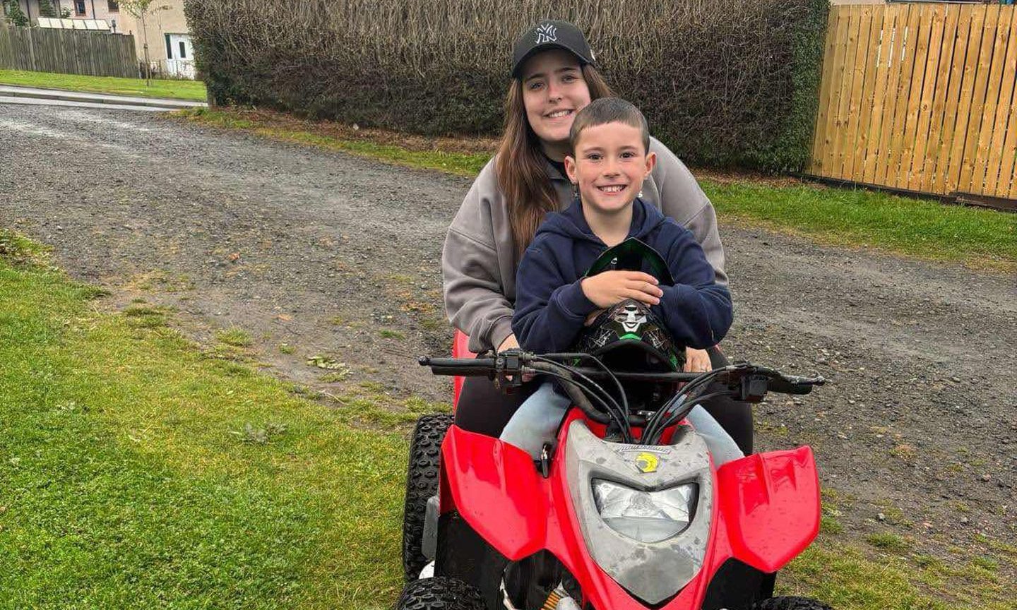 Nikki on the quad with her partner's son Lennon Cuthbert. Image: Nikki Martin