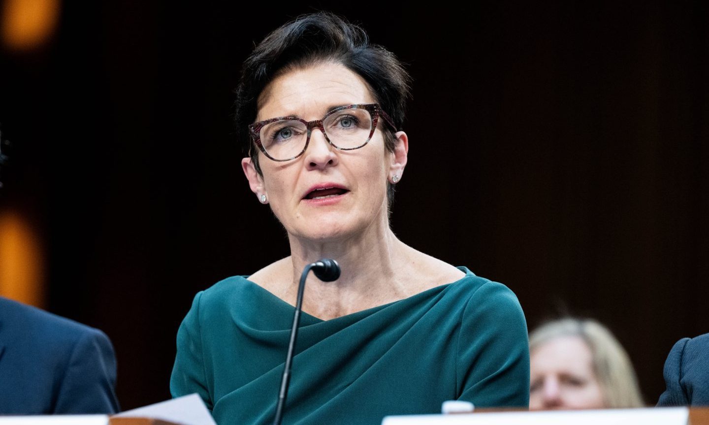 Jane Fraser, CEO of Citigroup, speaking at a hearing of the Senate Banking, Housing, and Urban Affairs Committee at the U.S. Capitol. Wall Street CEO's at a Senate Committee Hearing in Washington - Dec 2023