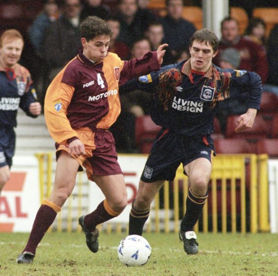 Simo Valakari breaks free in midfield on his Motherwell debut against Aberdeen.