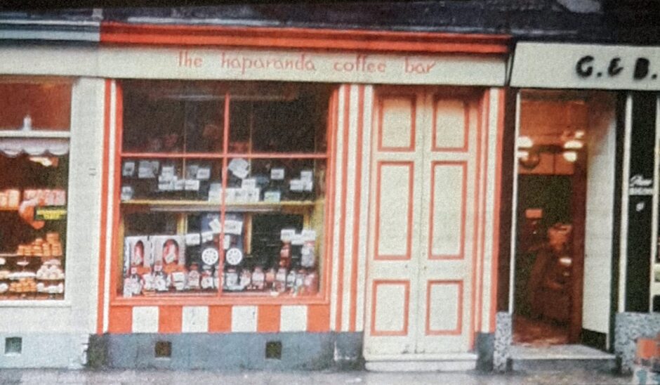 the red and white exterior of The Haparanda coffee bar in Dundee