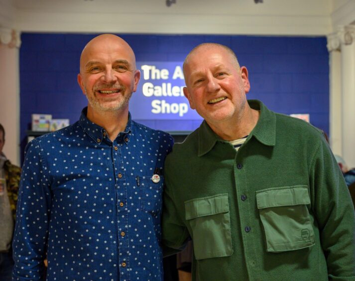 Steven Duncan and Barney Black smiling at Perth Art Gallery film premier