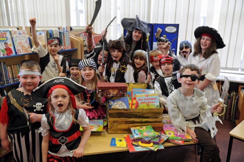 Gowriehill Primary pupils dressed as pirates for World Book Day in 2012.