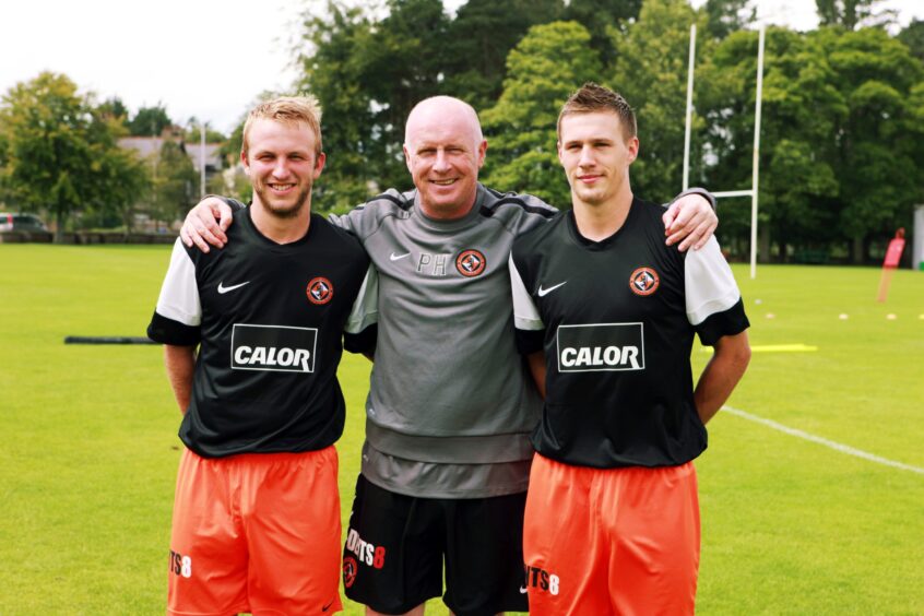 Johnny Russell, Peter Houston and Barry Douglas on the training pitch in 2011.