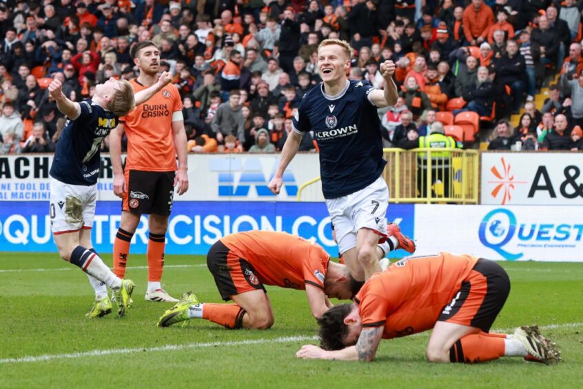 Scott Tiffoney soaks in the moment as United fall to the ground. Image: David Young/Shutterstock