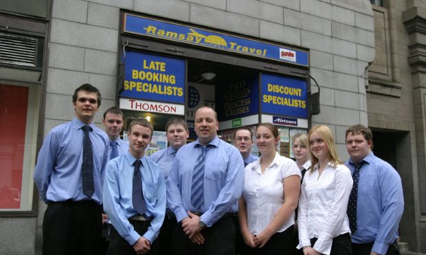 Ramsay World Travel staff in Dundee in August 2005. Image: DC Thomson.