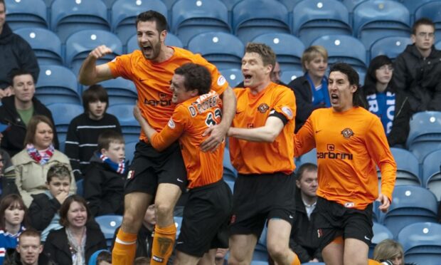 Mihael Kovacevic celebrates his sole - but crucial - Dundee United goal.